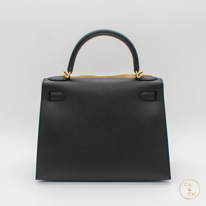 Hermès Kelly 28 in Black Epsom Leather with Gold Hardware - Z-stamp 2021