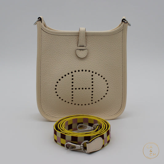 Hermes Mini Evelyne Nata with PHW with special strap