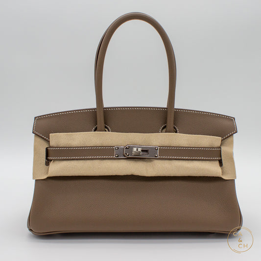 Hermès Shoulder Birkin 29 in Etoupe Evercolor Leather with Palladium Hardware, K-Stamp (2025)