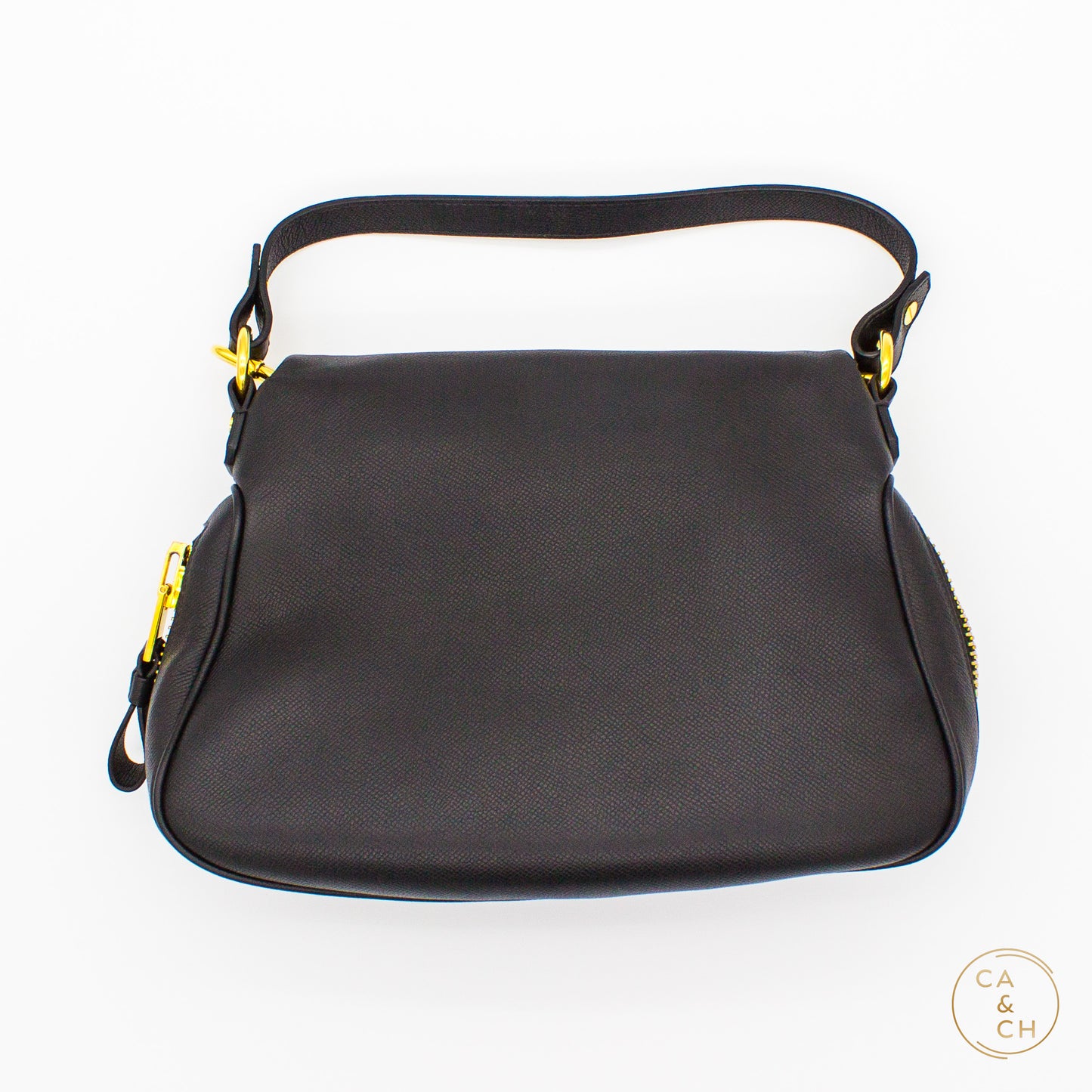 Tom Ford Grain Leather Jennifer Large Double Strap Bag Black