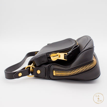 Tom Ford Grain Leather Jennifer Large Double Strap Bag Black