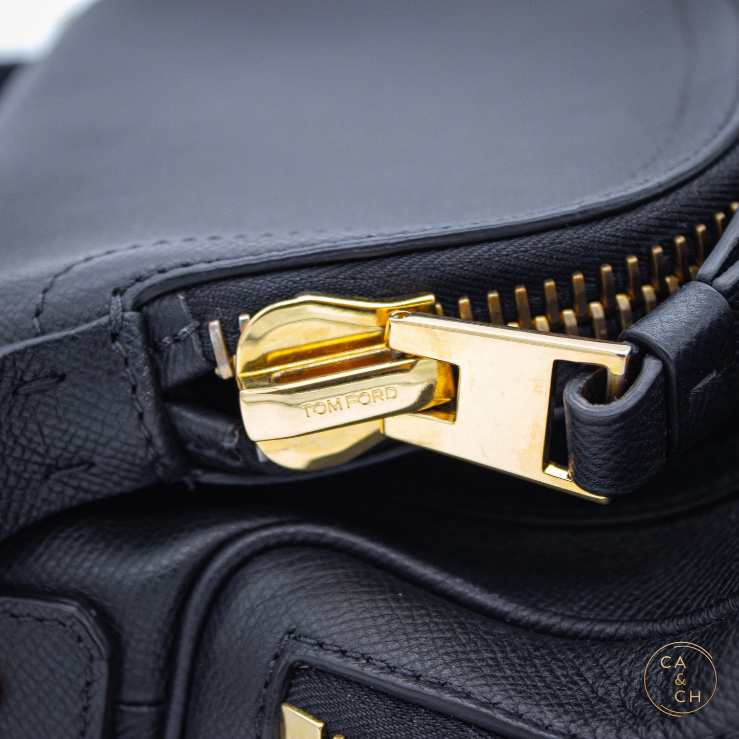 Tom Ford Grain Leather Jennifer Large Double Strap Bag Black