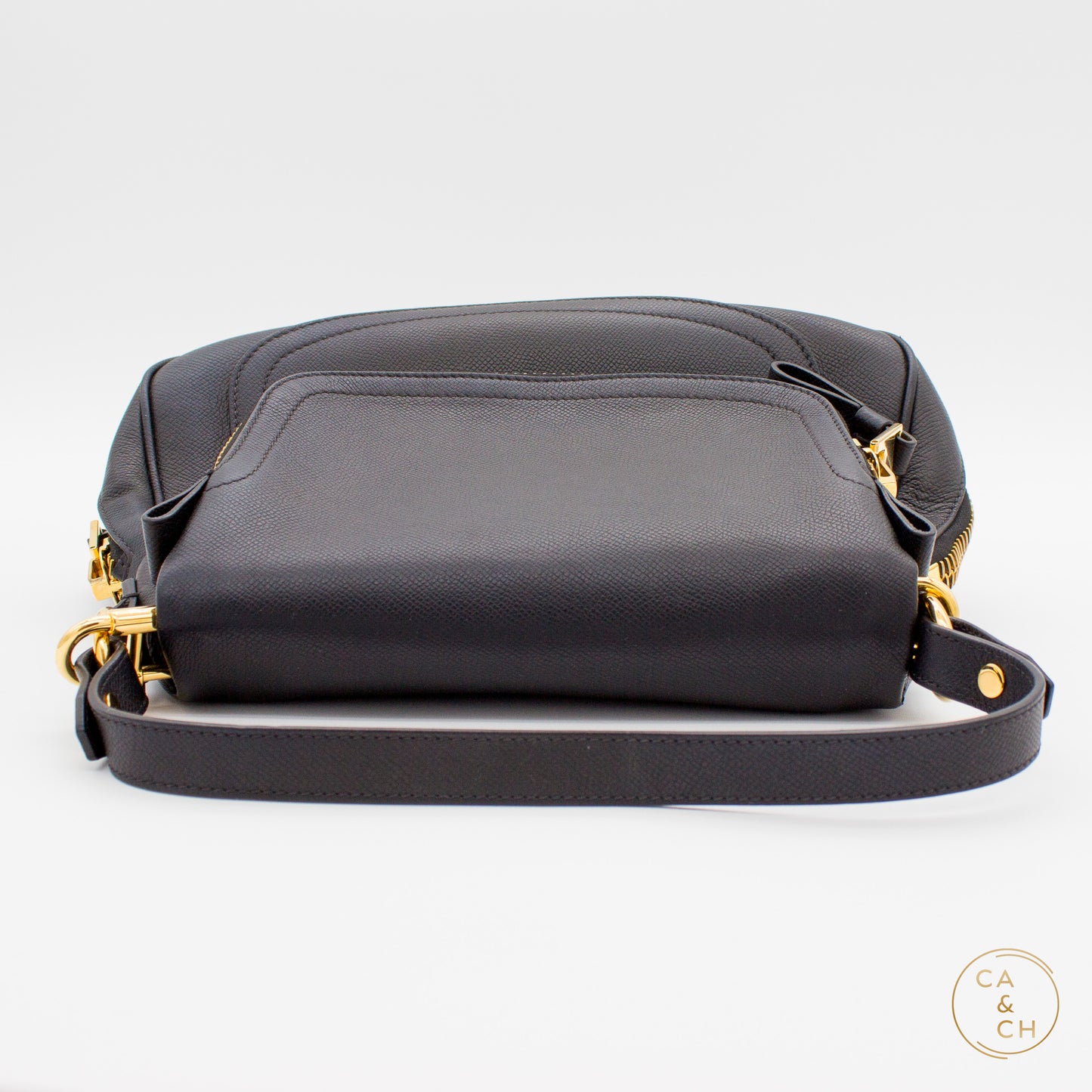 Tom Ford Grain Leather Jennifer Large Double Strap Bag Black