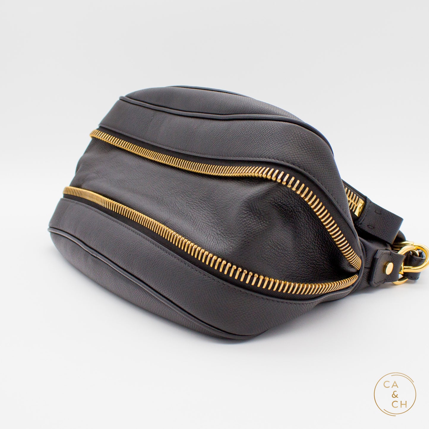 Tom Ford Grain Leather Jennifer Large Double Strap Bag Black