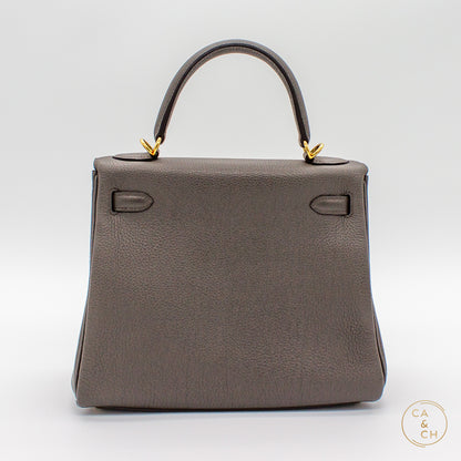 Hermès Kelly 25 Retourne in Gris Etain Togo Leather with Gold Hardware, Z-Stamp (2021)