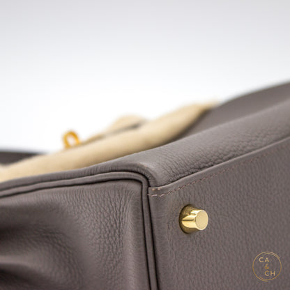 Hermès Kelly 25 Retourne in Gris Etain Togo Leather with Gold Hardware, Z-Stamp (2021)