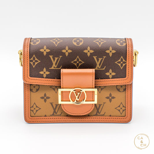 Louis Vuitton Mini Dauphine in Monogram and Monogram Reverse Canvas with Gold Hardware