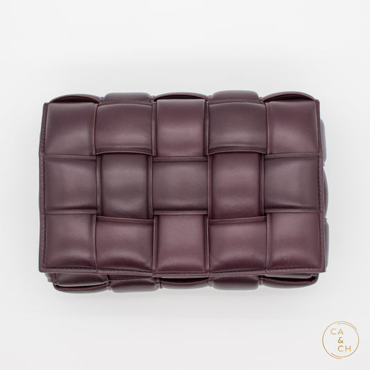 Bottega Veneta Padded Cassette Bag in Plum Lambskin with Antique Gold Hardware Medium
