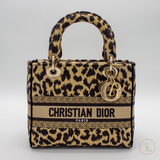 Christian Dior Lady D-Lite Small Bag in Mizza (Leopard) Embroidery