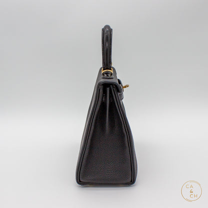 Hermès Kelly 25 Touch II Retourne in Noir with Lizard and Gold Hardware U-stamp 2023