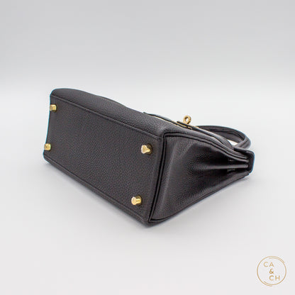 Hermès Kelly 25 Touch II Retourne in Noir with Lizard and Gold Hardware U-stamp 2023
