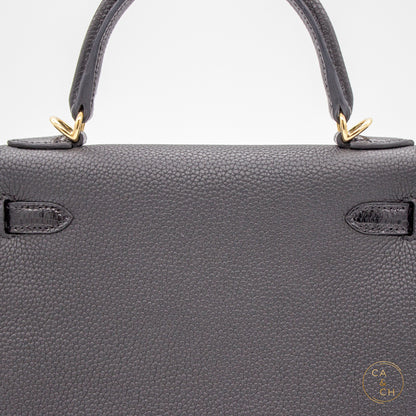 Hermès Kelly 25 Touch II Retourne in Noir with Lizard and Gold Hardware U-stamp 2023