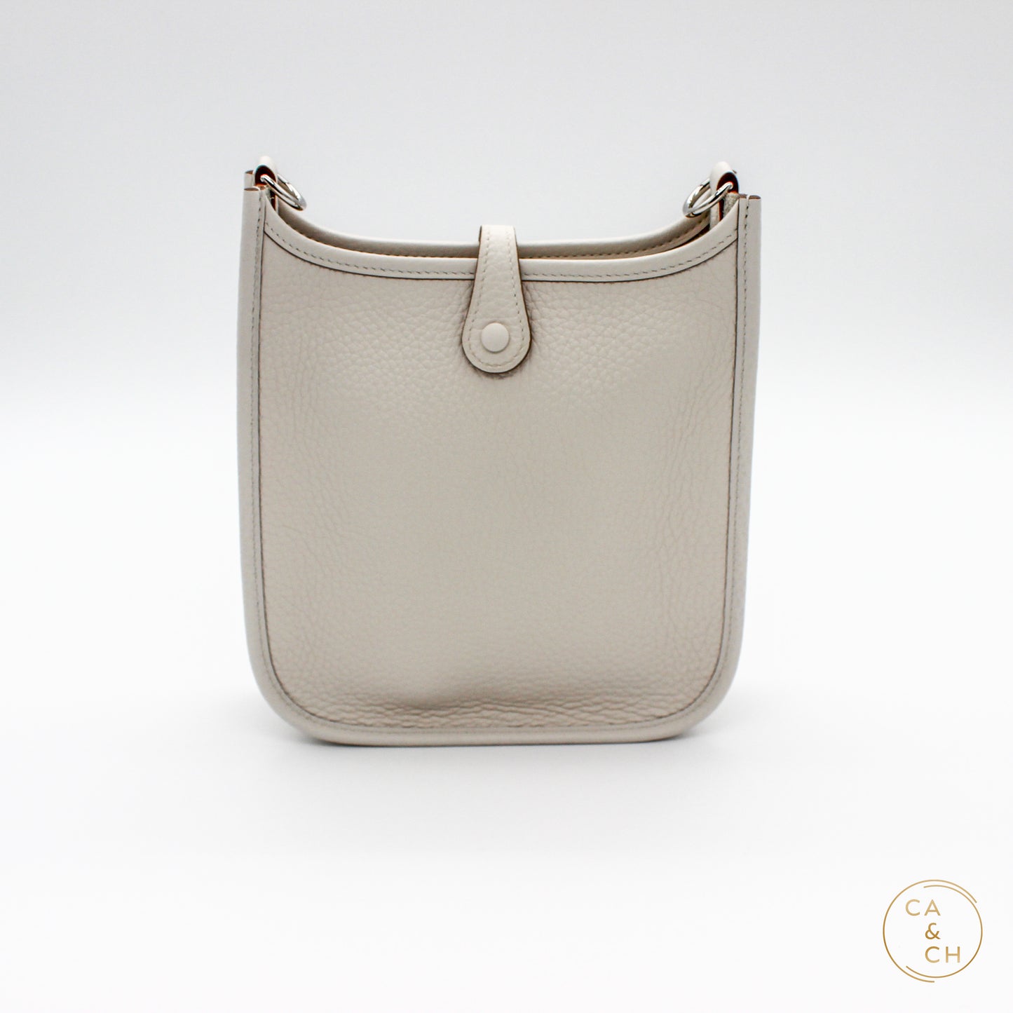 Hermes Mini Evelyne 16 in Gris Pale with Palladium Hardware - Taurillon Clemence Leather