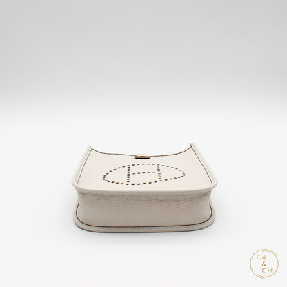 Hermes Mini Evelyne 16 in Gris Pale with Palladium Hardware - Taurillon Clemence Leather