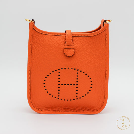 Hermès Mini Evelyne Orange GHW