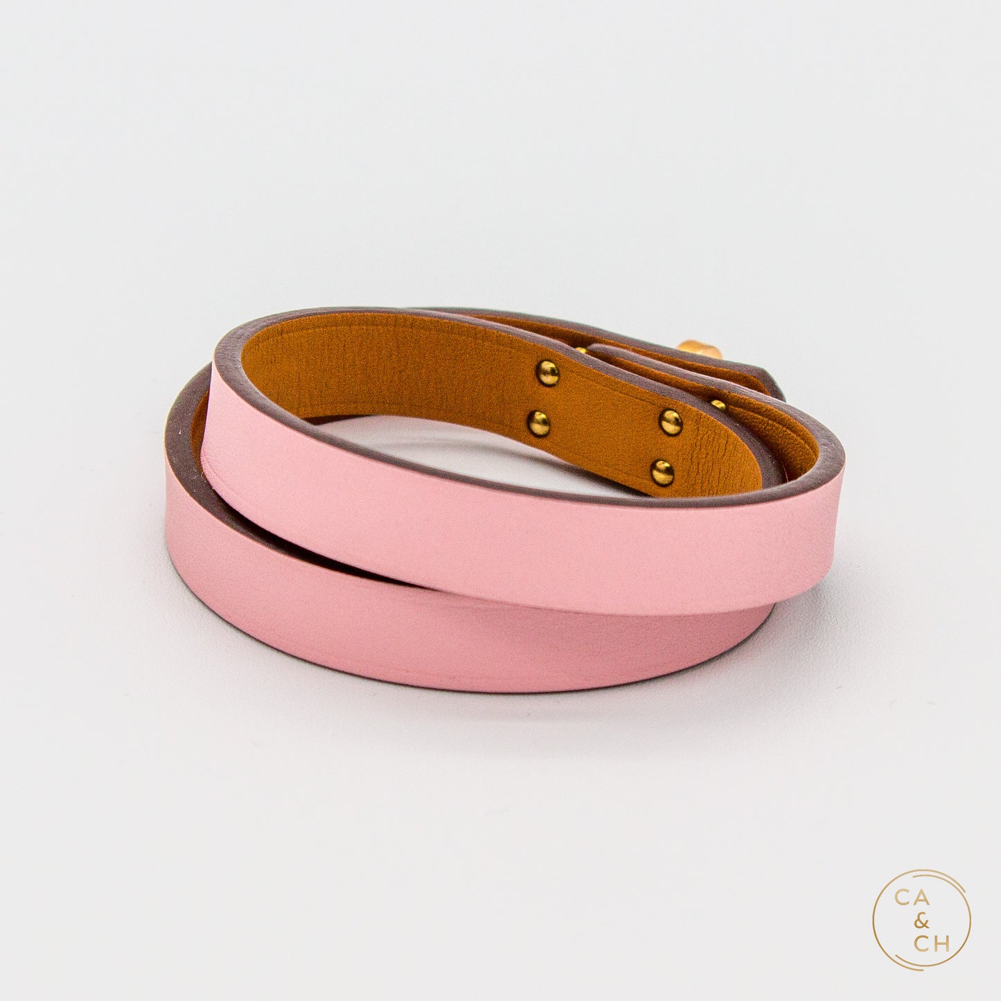 Hermès Mini Kelly Double Tour Bracelet in Rose Sakura Swift Calfskin with Gold Hardware – Size T2