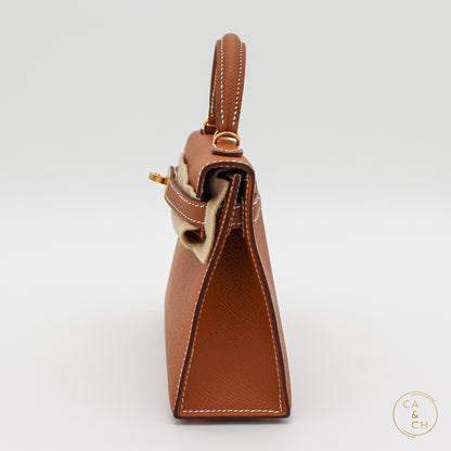 Hermès Mini Kelly II in Gold Epsom Leather with Gold Hardware