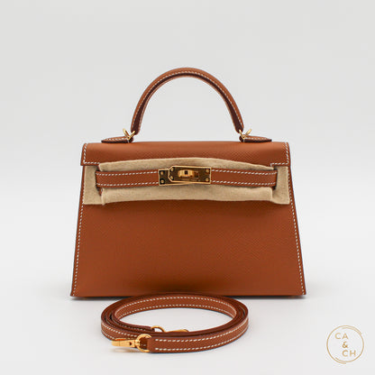 Hermès Mini Kelly II in Gold Epsom Leather with Gold Hardware