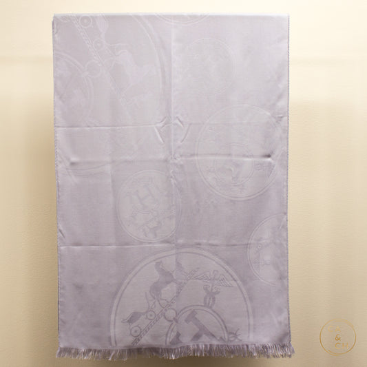 Hermès "New Libris Confettis d'Ex-Libris" Étole (Stole) Gris Nuage Cashmere & Silk